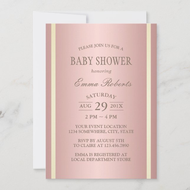 Baby Shower Elegant Rose Gold Foil Invitation (Front)