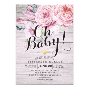 Elegant Baby Shower Invitations Zazzle Baby Shower Elegant Watercolor Fl Rustic Wood Invitation