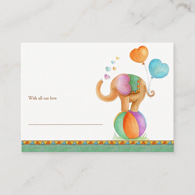 Baby shower elephant art display shower cards (Front)