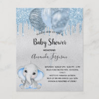 Baby Shower elephant boy blue budget invitation Flyer