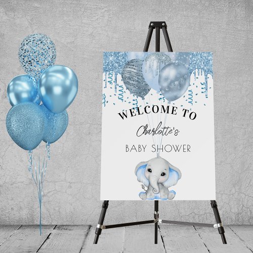 Baby Shower elephant boy blue white balloons Foam Board