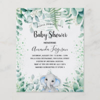 Baby Shower elephant eucalyptus budget invitation Flyer