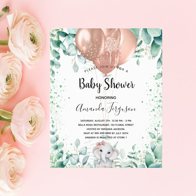 Baby Shower elephant eucalyptus invitation (Creator Uploaded)