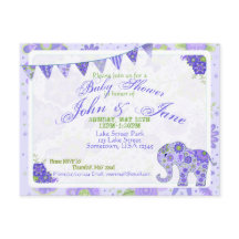 Baby Shower Elephant Flowers Purple