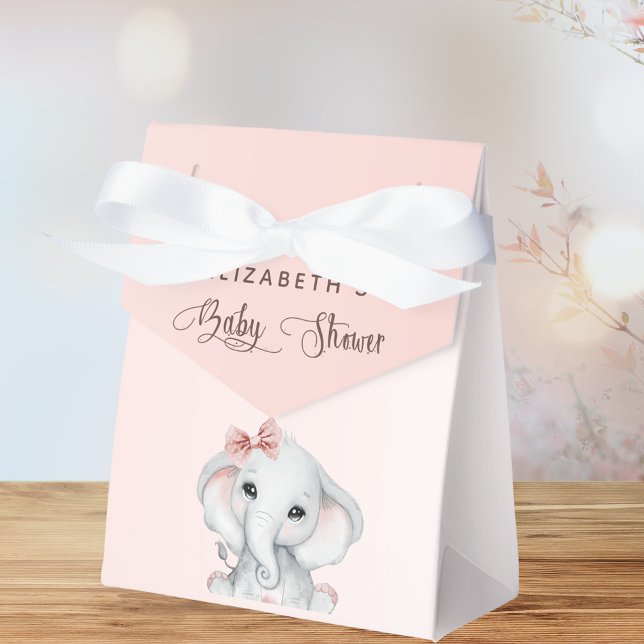 Baby Shower elephant girl blush rose gold Favor Boxes (Creator Uploaded)