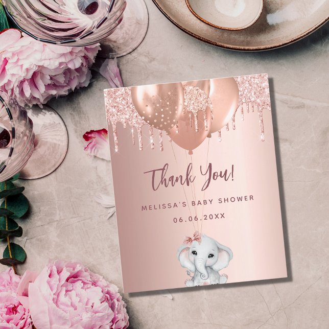 Baby Shower elephant girl budget thank you card (Creator Uploaded)