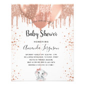 Baby Shower elephant girl rose budget invitation Flyer (Front)