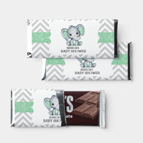 Baby Shower Elephant Glitter Grey Chevron  Hershey Bar Favors