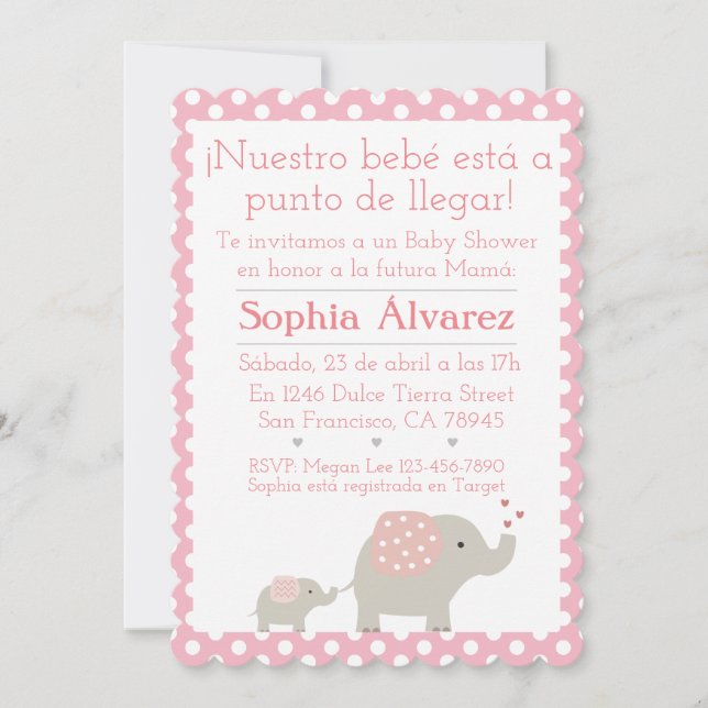 Baby Shower Elephant/Invitación Elefantes  Invitation (Front)