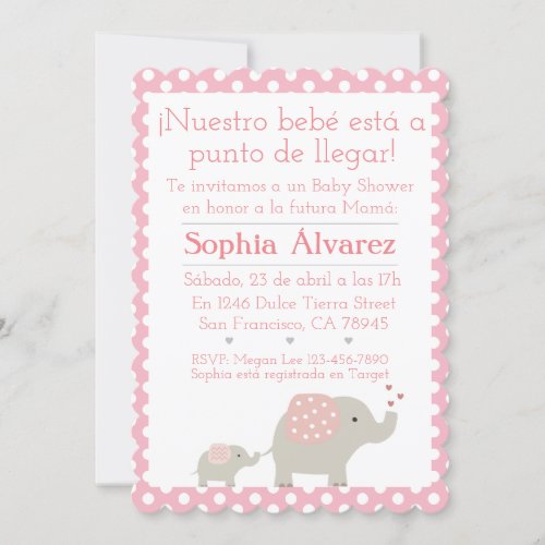 Baby Shower ElephantInvitacin Elefantes  Invitation