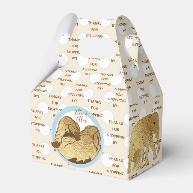 Baby Shower Elephant Mom and Baby Favor Boxes (Front Side)