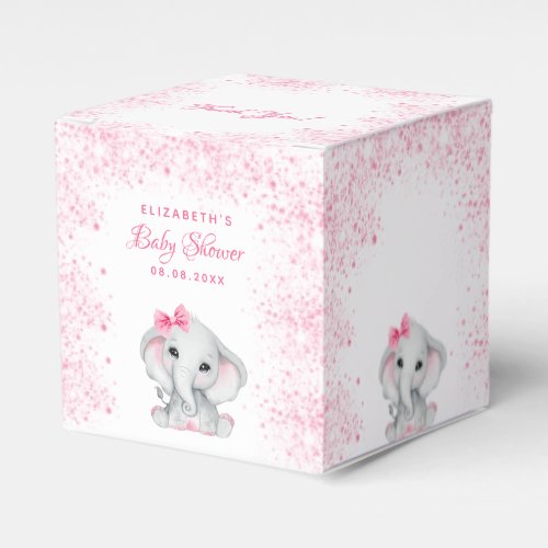 Baby Shower elephant pink glitter girl Favor Boxes