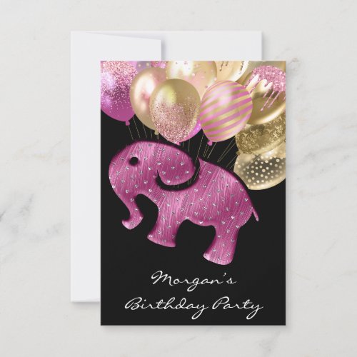 Baby Shower Elephant pink gold Ballon Marsala lux Invitation