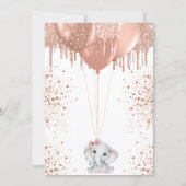 Baby Shower elephant rose gold balloons girl Invitation (Back)