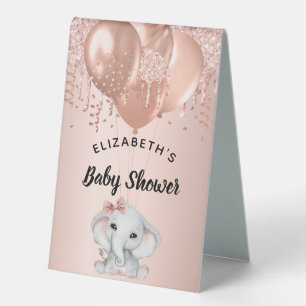 Baby Shower elephant rose gold balloons girl Table Tent
