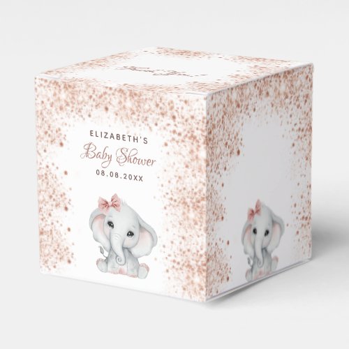 Baby Shower elephant rose gold pink glitter girl Favor Boxes