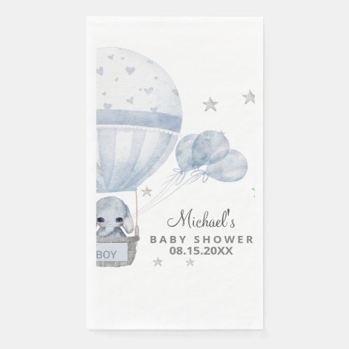 Baby Shower Elephant with Air Hot Balloon Paper Guest Towels