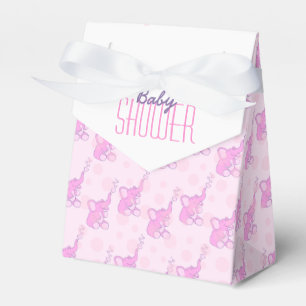 Baby shower elephants pink white gift favor box