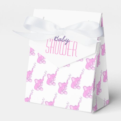 Baby shower elephants pink white gift favor box