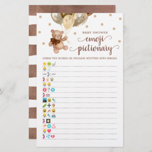 Baby Shower Emoji Pictionary Game Teddy Bear Theme