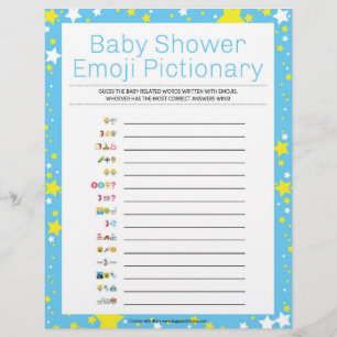Baby Shower Emoji Pictionary [Starry Night Blue] Letterhead