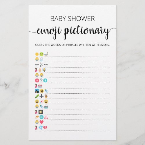 Baby Shower Emoji Pictionary with Answers game