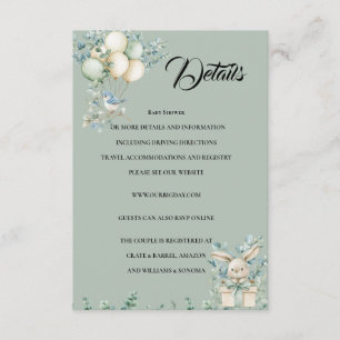 Baby shower Enclosure Card Details