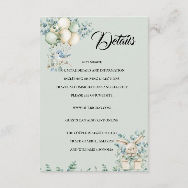 Baby shower Enclosure Card Details (Front)