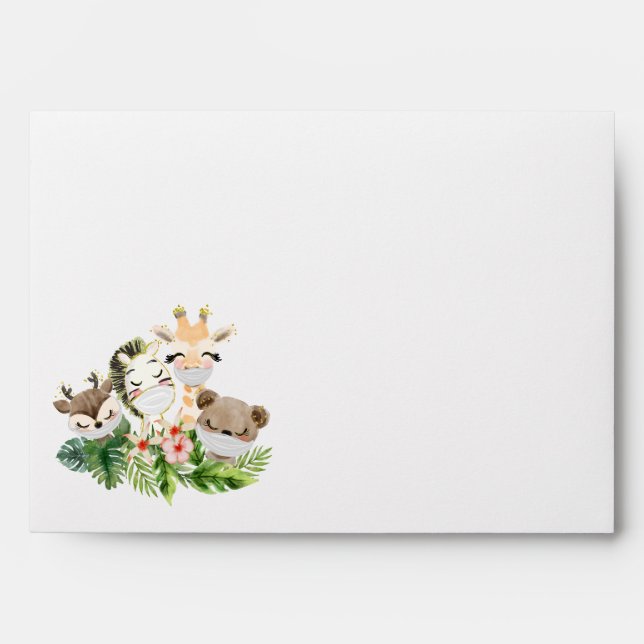 Baby Shower Envelope | Cute Gold Safari Friends (Front)