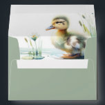 Baby Shower Envelopes Cute Duckling Sage Green<br><div class="desc">These cute envelopes feature the words "Baby Shower" in white over a sage green background. The envelope opens to reveal a charming watercolor ducking. Use the template fields to add your custom return address. To see the matching gender neutral suite visit www.zazzle.com/dotellabelle</div>