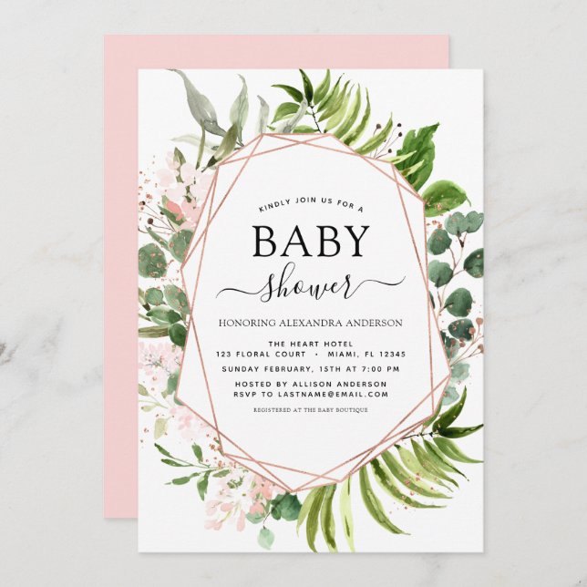 Baby Shower Eucalyptus Botanical Geometric Invitation (Front/Back)