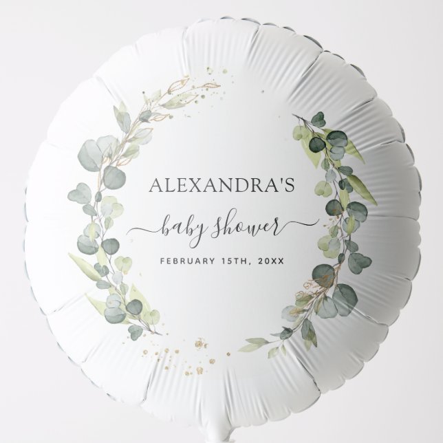 Baby Shower Eucalyptus Greenery Boho Rustic Balloon (Front)