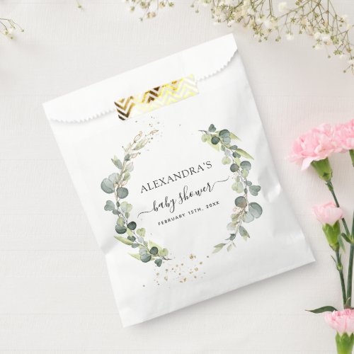 Baby Shower Eucalyptus Greenery Boho Rustic Favor Bag by Pretty Girly Designs