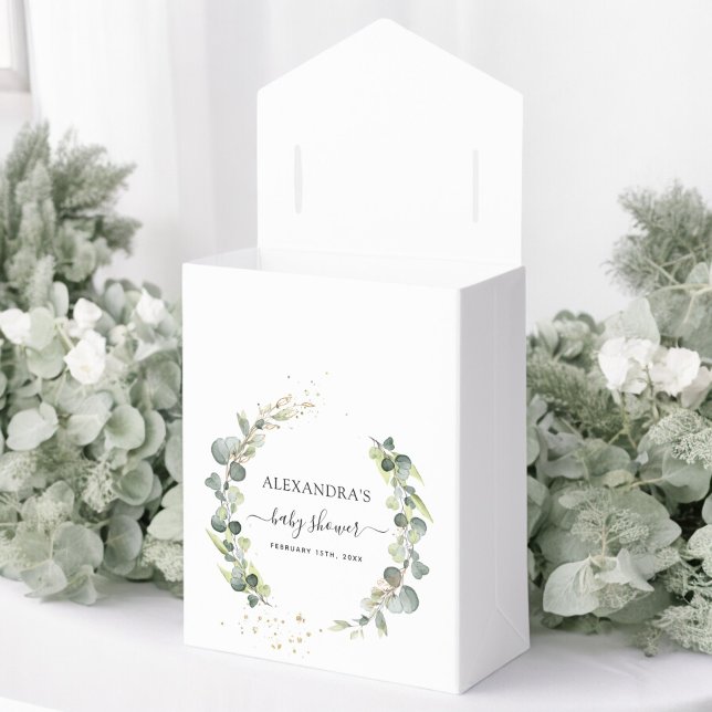 Baby Shower Eucalyptus Greenery Boho Rustic Favor Boxes (Creator Uploaded)