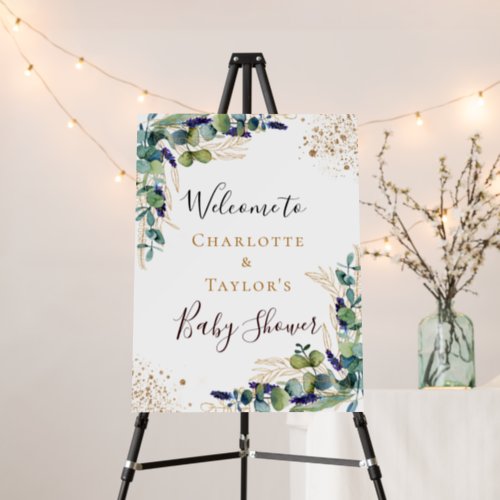 Baby Shower eucalyptus greenery couple welcome Foam Board