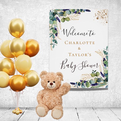 Baby Shower eucalyptus greenery couple welcome Poster