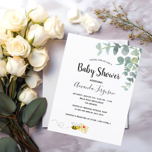 Baby Shower eucalyptus greenery cute bee Postcard