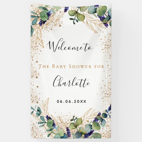 Baby Shower eucalyptus greenery elegant welcome  Banner