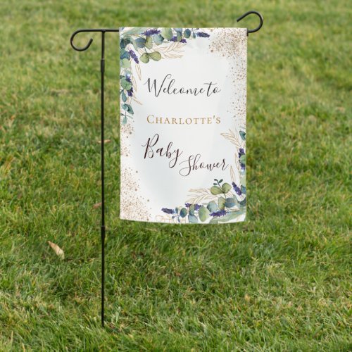 Baby Shower eucalyptus greenery elegant welcome Garden Flag