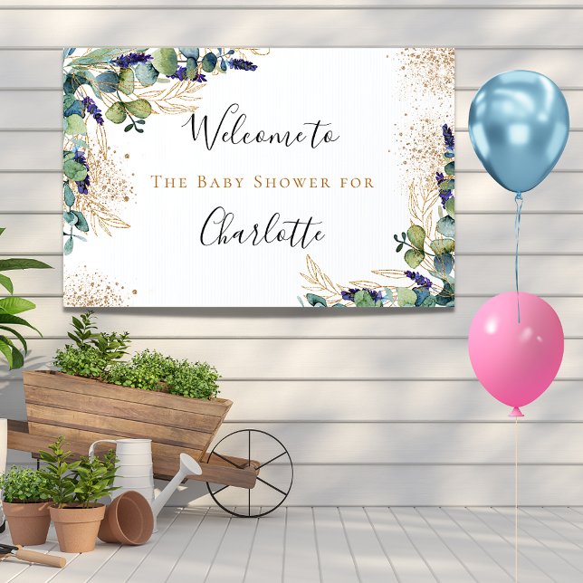 Baby Shower eucalyptus greenery elegant welcome  Sign (Creator Uploaded)
