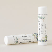 Baby shower eucalyptus greenery gold monogram lip balm