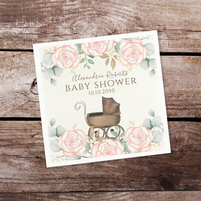 Baby Shower Eucalyptus Leaves Elegant Botanical Napkins (Creator Uploaded)