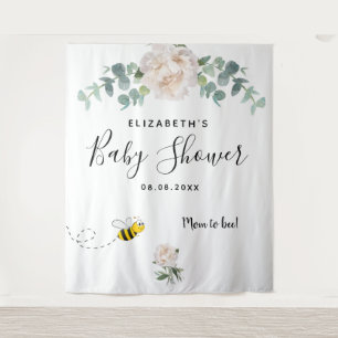 Baby Shower eucalyptus white floral mom to bee Tapestry