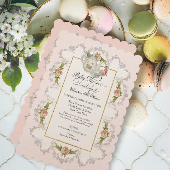 Baby Shower Fairy Tea Party Teapot n Cups Invitation (Creator Uploaded)