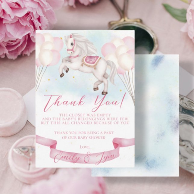 Baby Shower Fairytale Pony Stars pink Balloons Enclosure Card (Creator Uploaded)