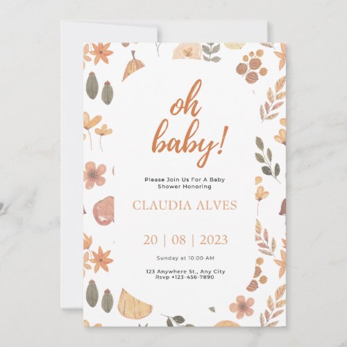 Baby Shower Fall Aesthetic Invitation 