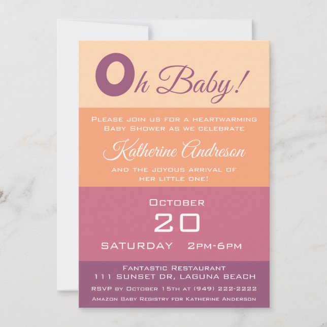 Baby Shower-Fall Colored Stripes- Invitation (Front)
