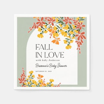 Baby Shower Fall In Love Autumn Floral Baby Napkins by daisylin712 at Zazzle