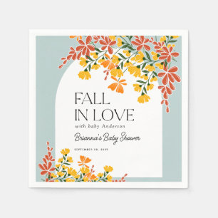 Baby Shower Fall In Love Autumn Floral Napkins