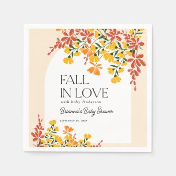 Baby Shower Fall In Love Autumn Floral Napkins by daisylin712 at Zazzle